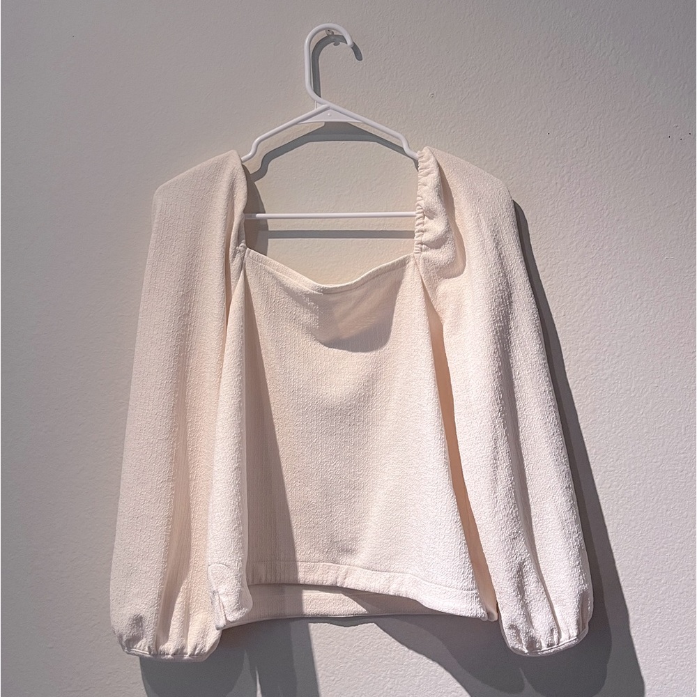 Madewell Cream Puff Sleeve Square Neck Top